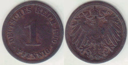 1900 D Germany 1 Pfennig A008879